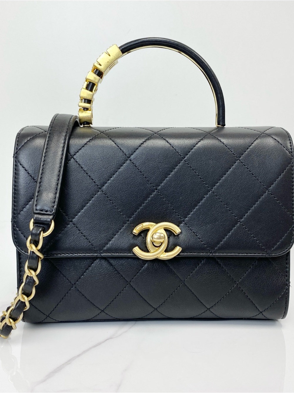 Chanel Pearl Top Handle Flap Bag